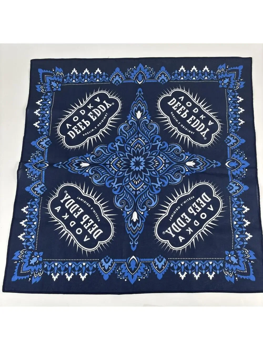 Deep Eddy Vodka Bandana Mask Scarf Blue & White 21” X 21” Austin Tx